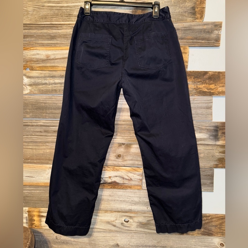 Eileen Fisher Womens Roll Tab Hem Chino Pants Size MP Cotton Blend Navy - Picture 2 of 3